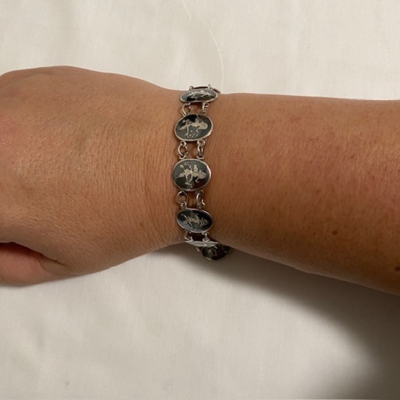 EUC Siam Thailand Sterling Silver 925 Dancing Ladies Pictorial Mix Bracelet - Picture 3 of 7